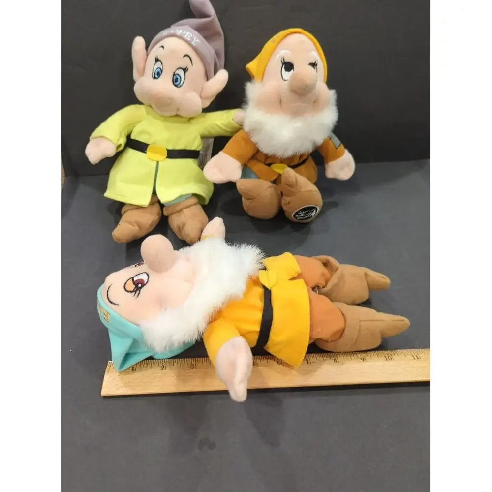 Walt Disney World Plush Mini Beanbag Dopey, Happy, Bashful Dwarfs W/Orig‎ Tag